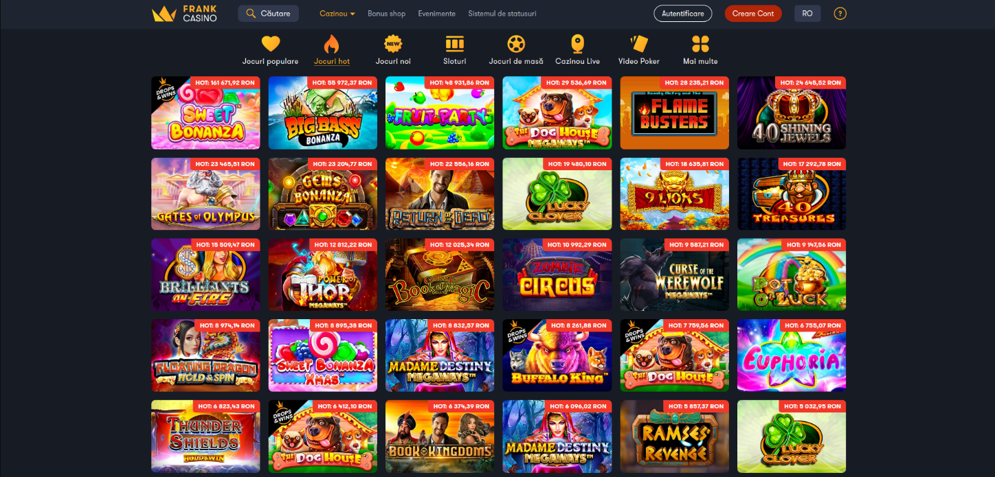  Tipuri de jocuri la cazinoul online Frank Casino